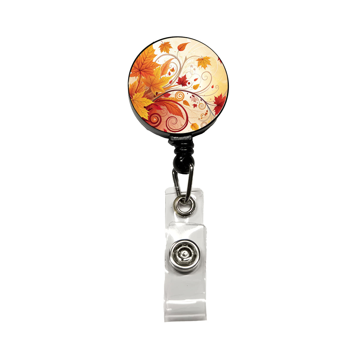 Abstract Fall Autumn Leaves Design Retractable ID Key Card Name Tag Badge Holder with Clip