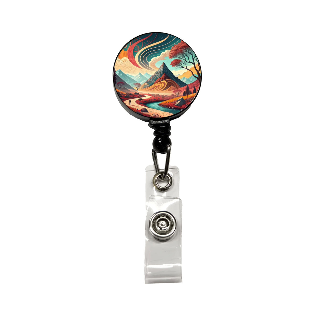 Abstract Modern Art Landscape Retractable ID Key Card Name Tag Badge Holder with Clip