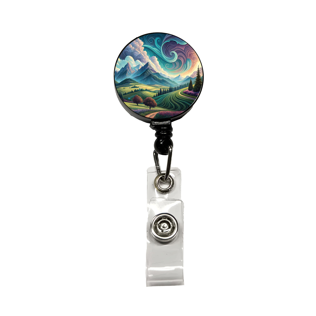 Abstract Pastels Landscape Retractable ID Key Card Name Tag Badge Holder with Clip