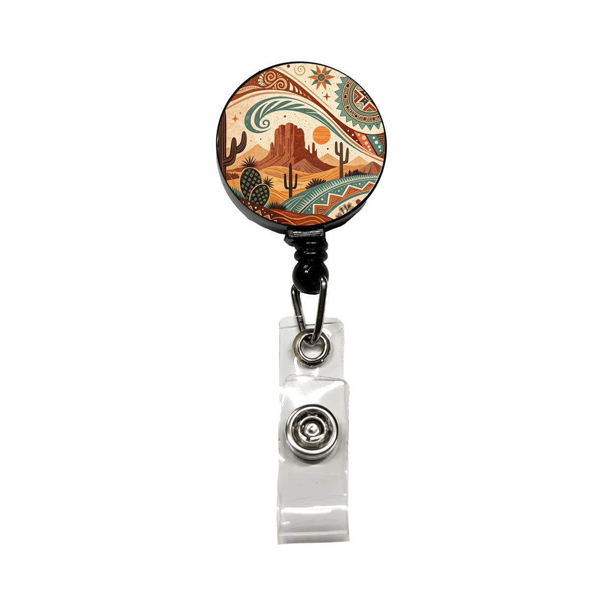 Abstract Southwestern Design Retractable ID Key Card Name Tag Badge Holder with Clip