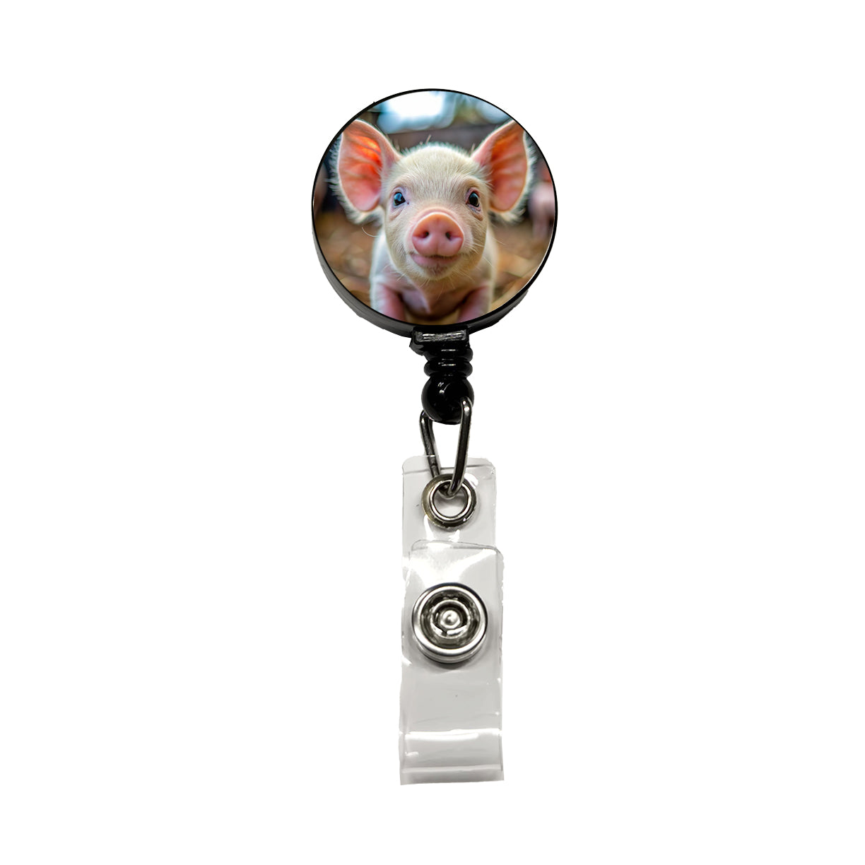 Baby Pig Face Retractable ID Key Card Name Tag Badge Holder with Clip