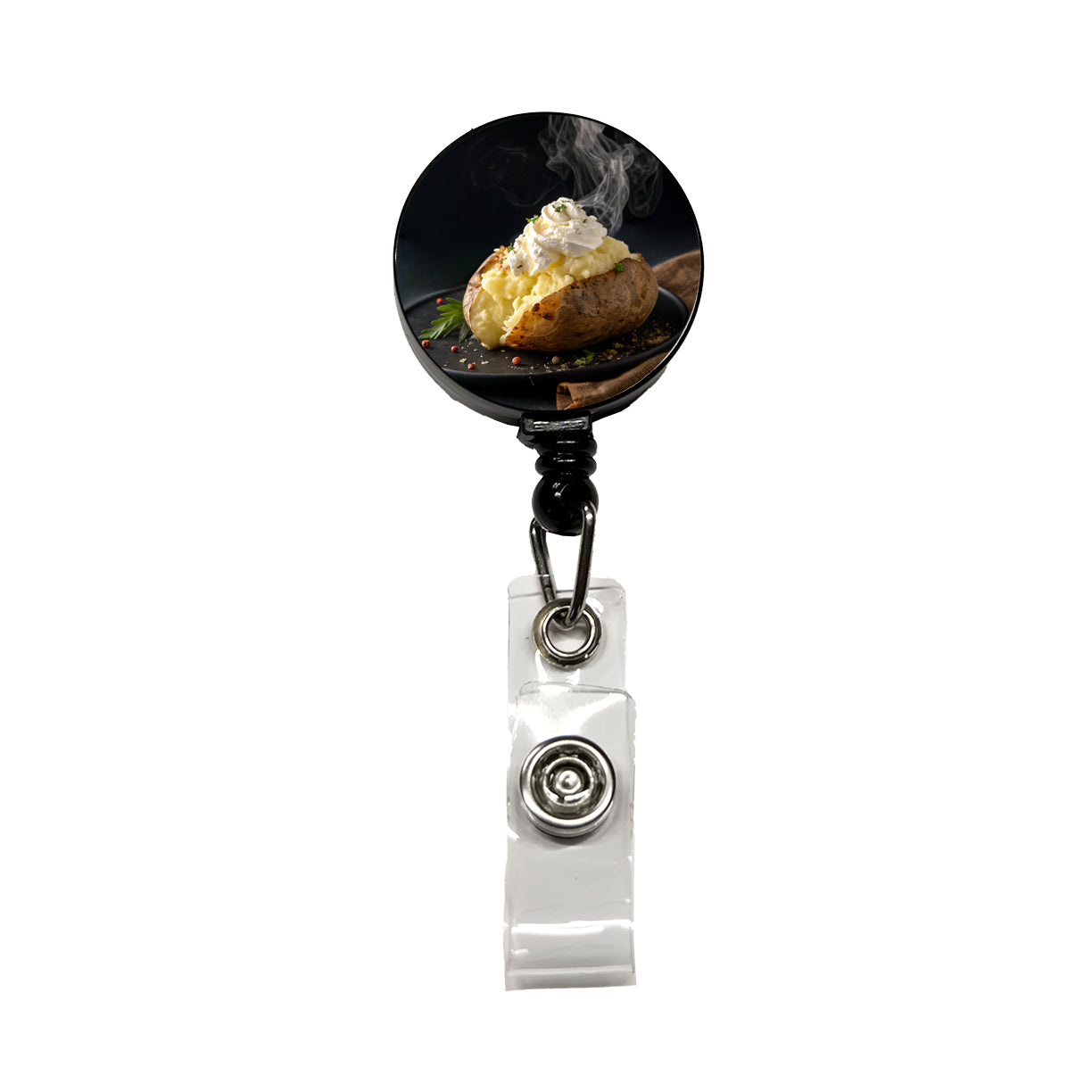 Baked Potato Retractable ID Key Card Name Tag Badge Holder with Clip