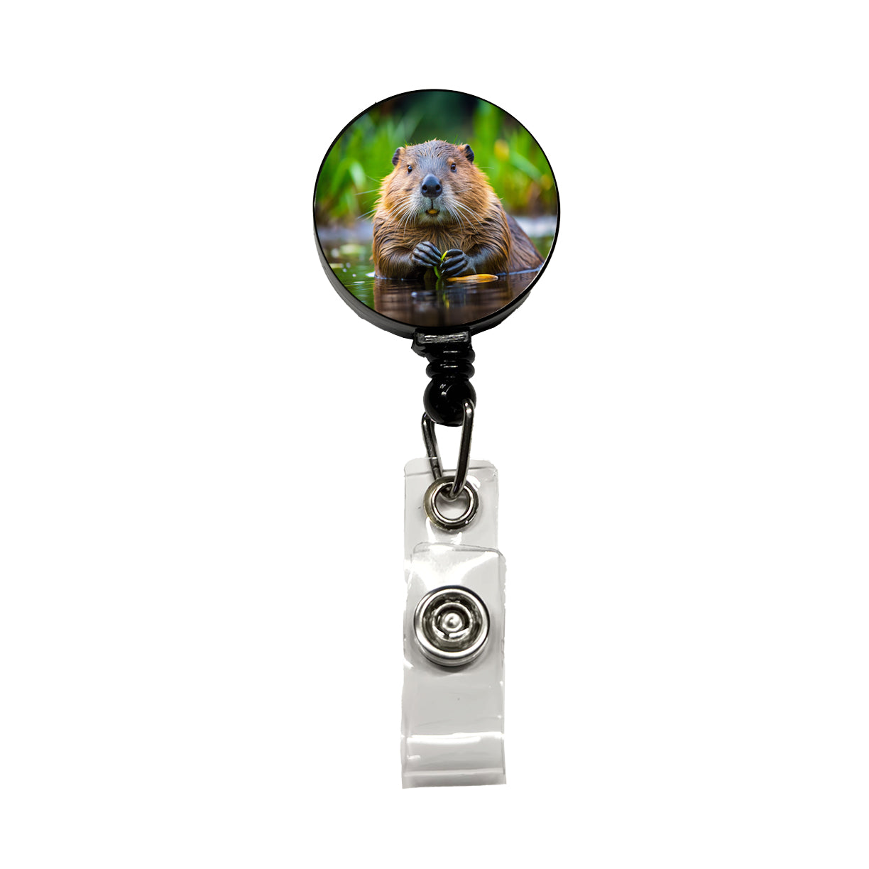 Beaver Retractable ID Key Card Name Tag Badge Holder with Clip