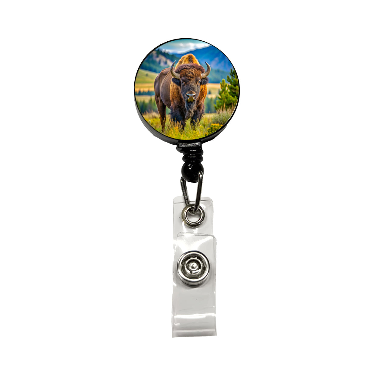 Bison Buffalo Retractable ID Key Card Name Tag Badge Holder with Clip