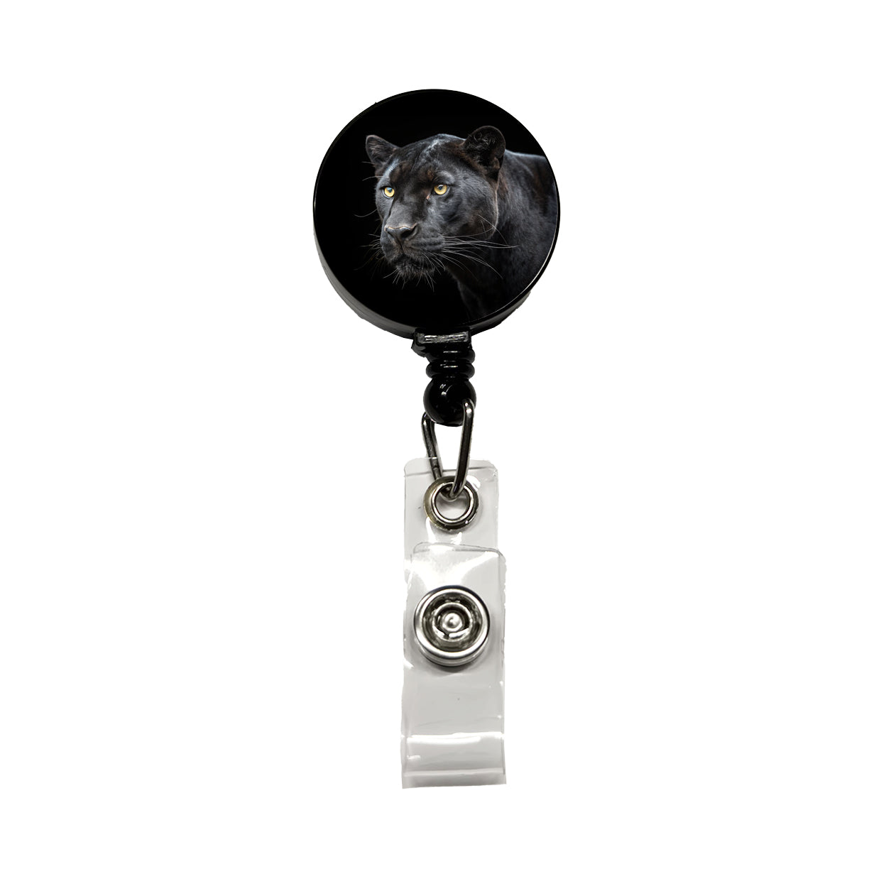 Black Panther Face Retractable ID Key Card Name Tag Badge Holder with Clip