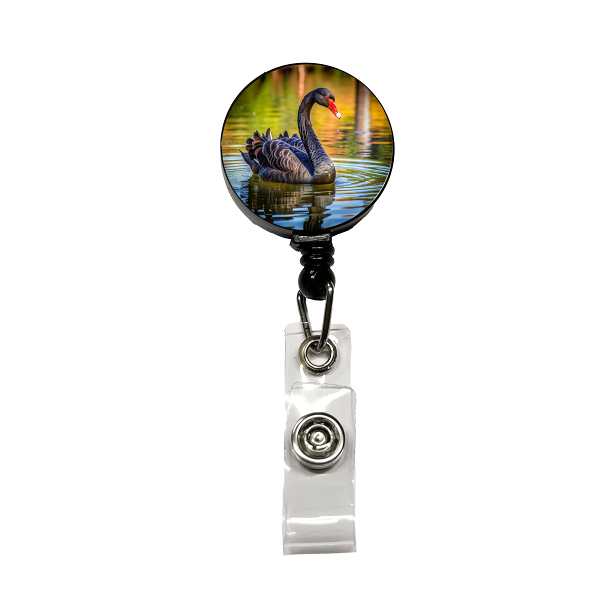 Black Swan Retractable ID Key Card Name Tag Badge Holder with Clip
