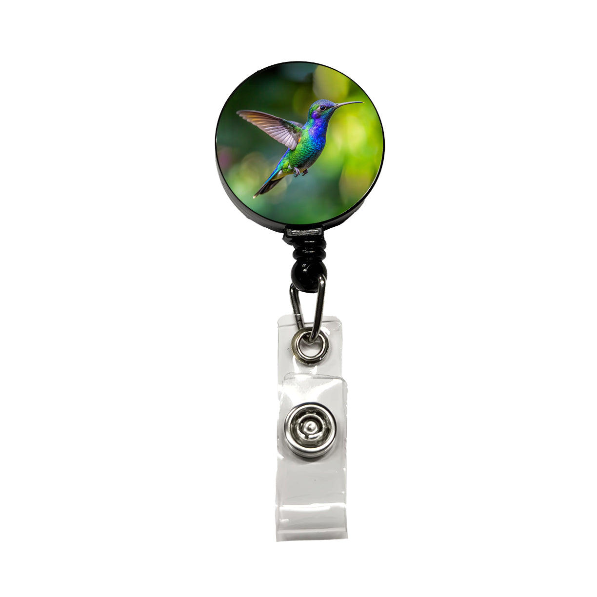 Blue Chinned Sapphire Hummingbird Backyard Bird Retractable ID Key Card Name Tag Badge Holder with Clip