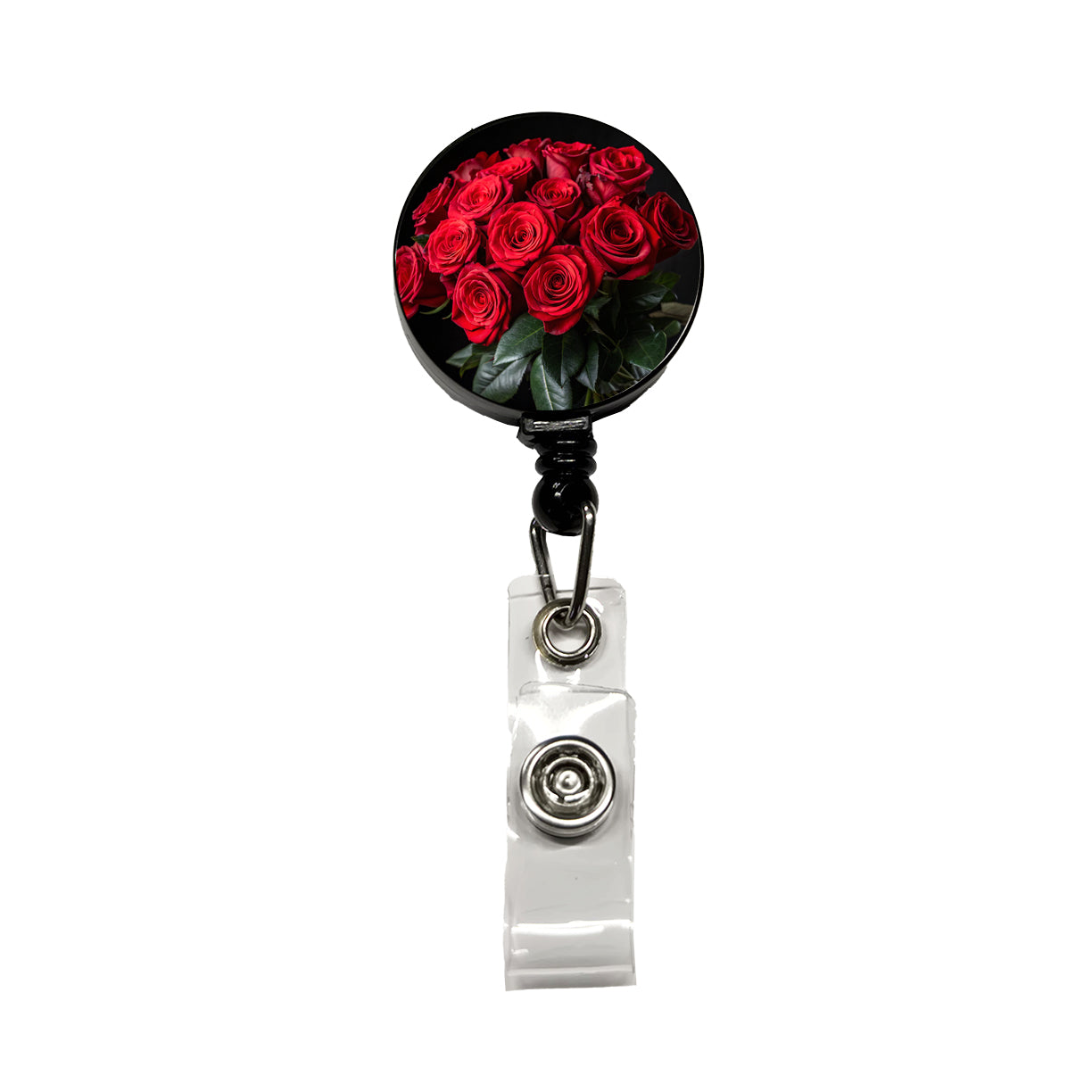 Bouquet Of Red Roses Love Valentine's Day Retractable ID Key Card Name Tag Badge Holder with Clip