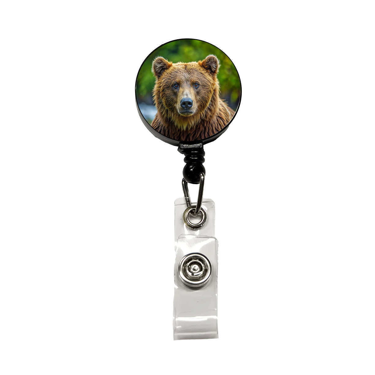 Brown Bear Retractable ID Key Card Name Tag Badge Holder with Clip