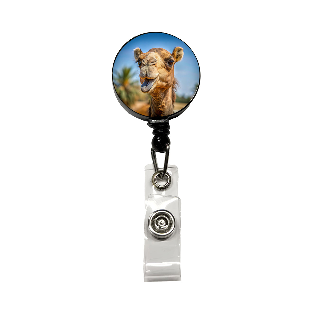 Camel Face With Tongue Sticking Out Retractable ID Key Card Name Tag Badge Holder with Clip