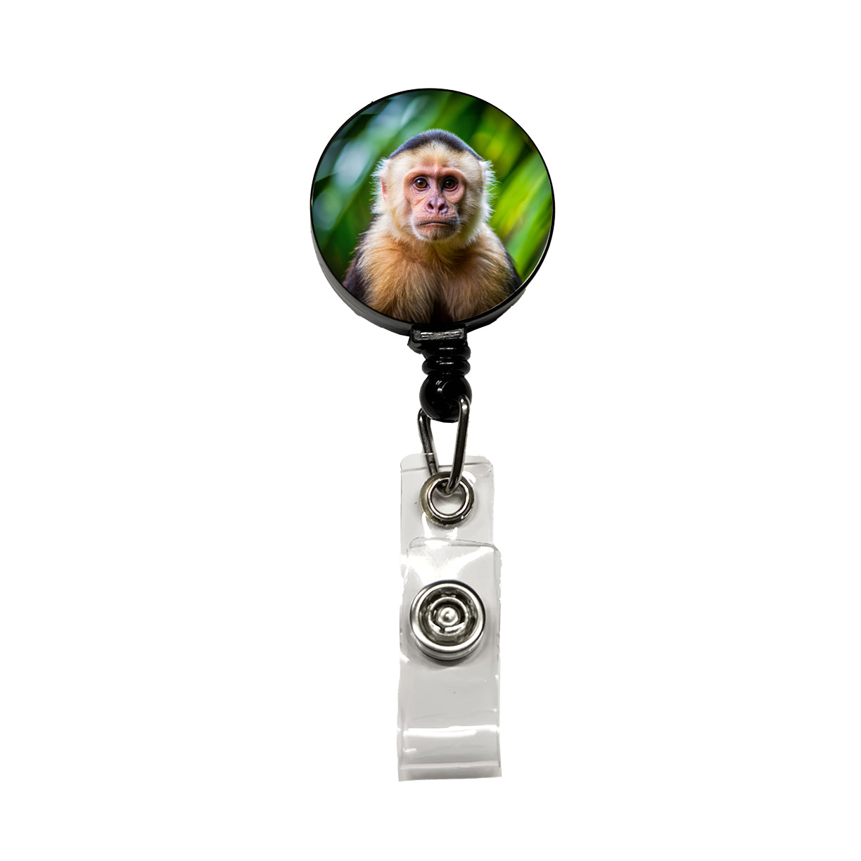 Capuchin Monkey Retractable ID Key Card Name Tag Badge Holder with Clip