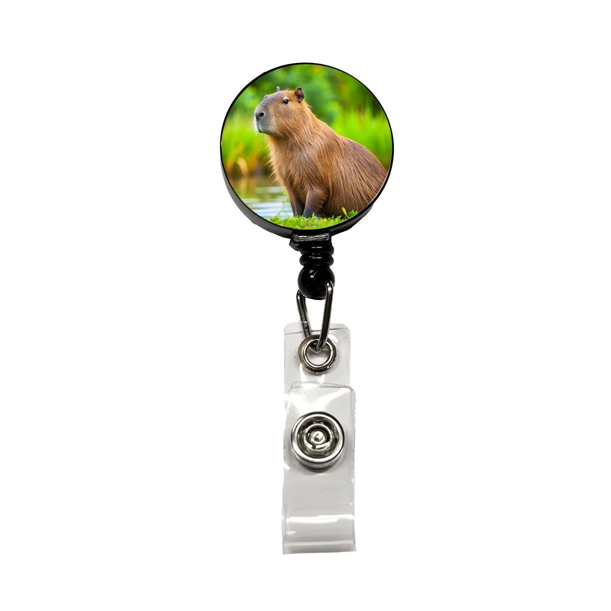 Capybara Retractable ID Key Card Name Tag Badge Holder with Clip