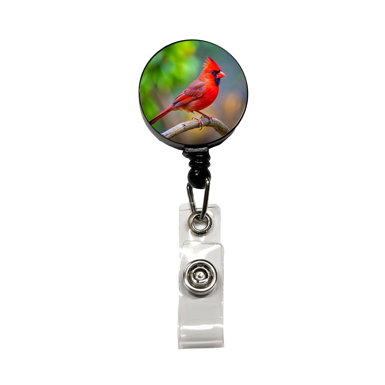 Cardinal Backyard Bird Retractable ID Key Card Name Tag Badge Holder with Clip