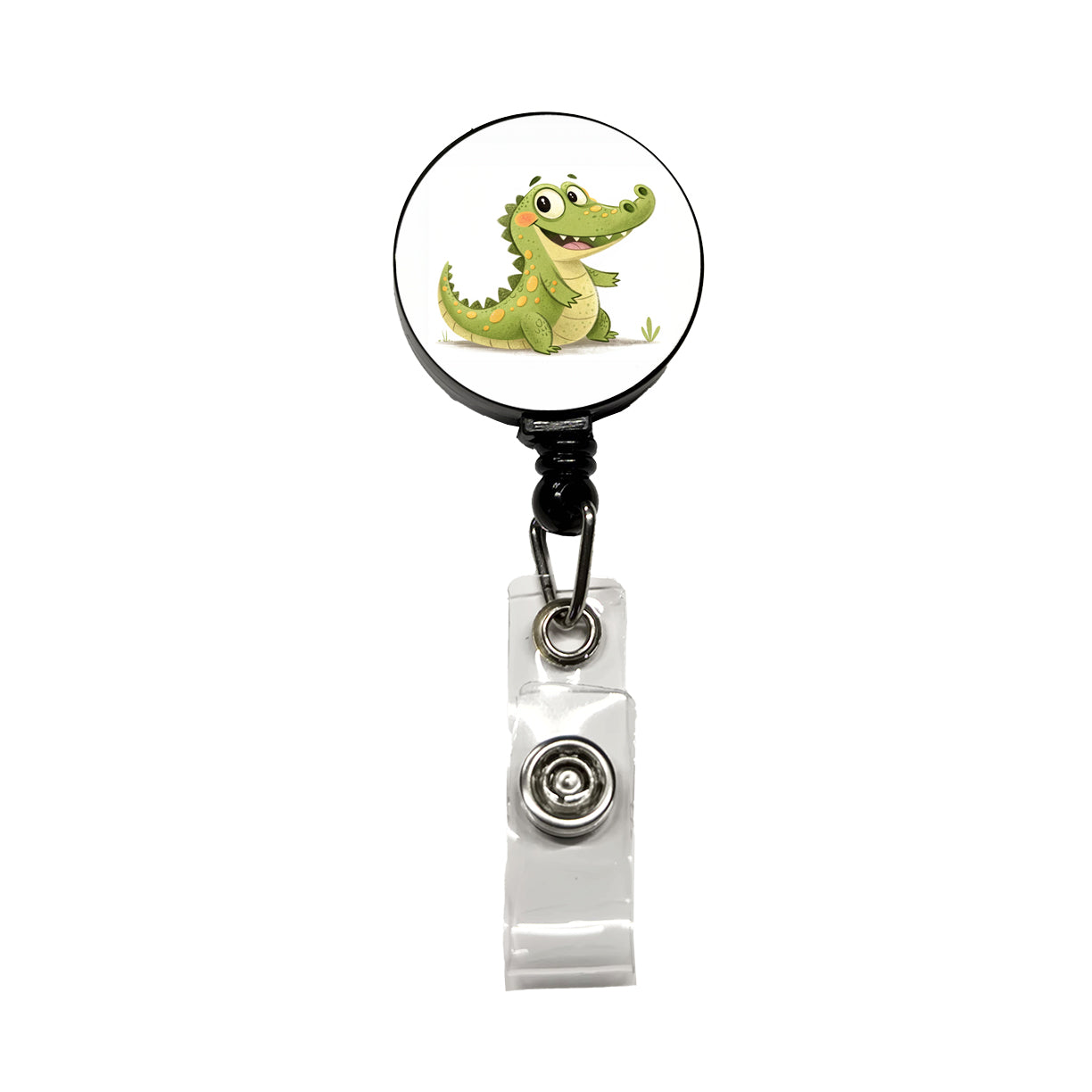 Crocodile Children's Illustration Style Retractable ID Key Card Name Tag Badge Holder with Clip