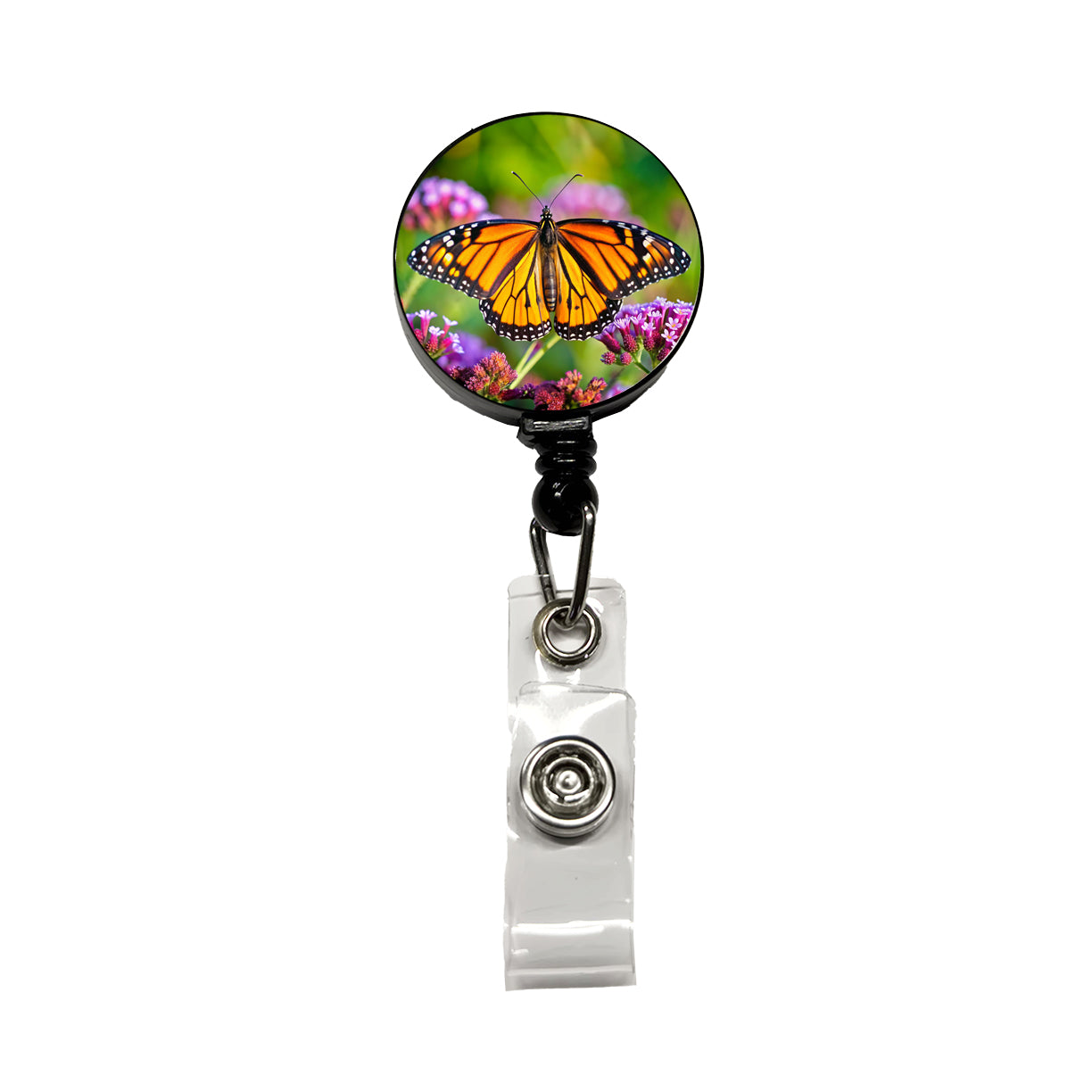 Monarch Butterfly Retractable ID Key Card Name Tag Badge Holder with Clip