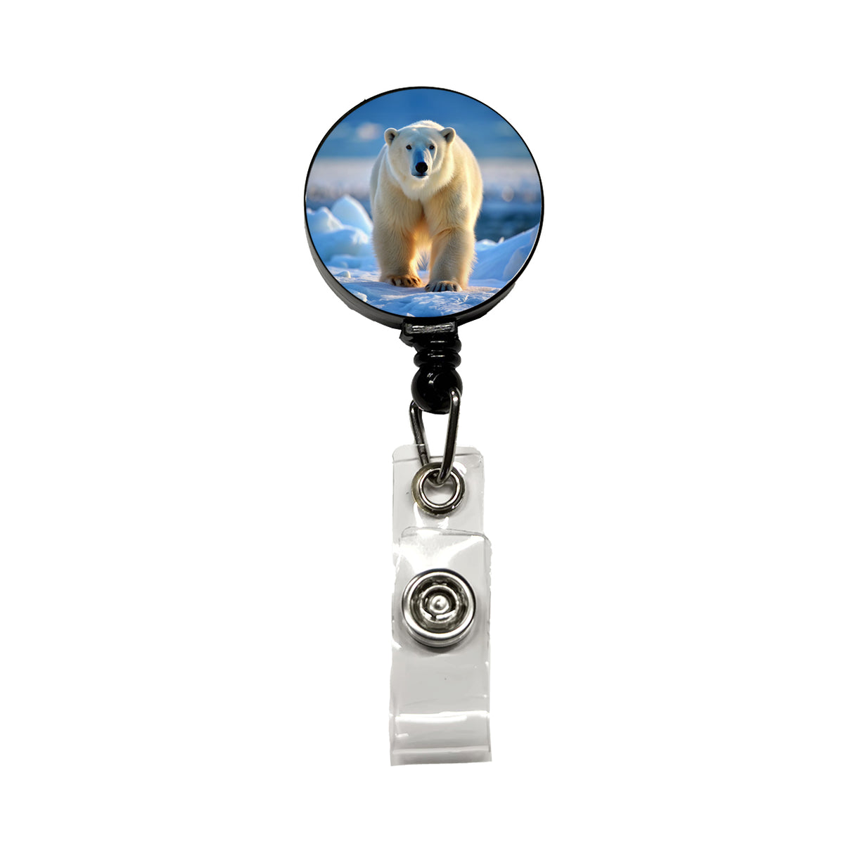 Polar Bear Retractable ID Key Card Name Tag Badge Holder with Clip