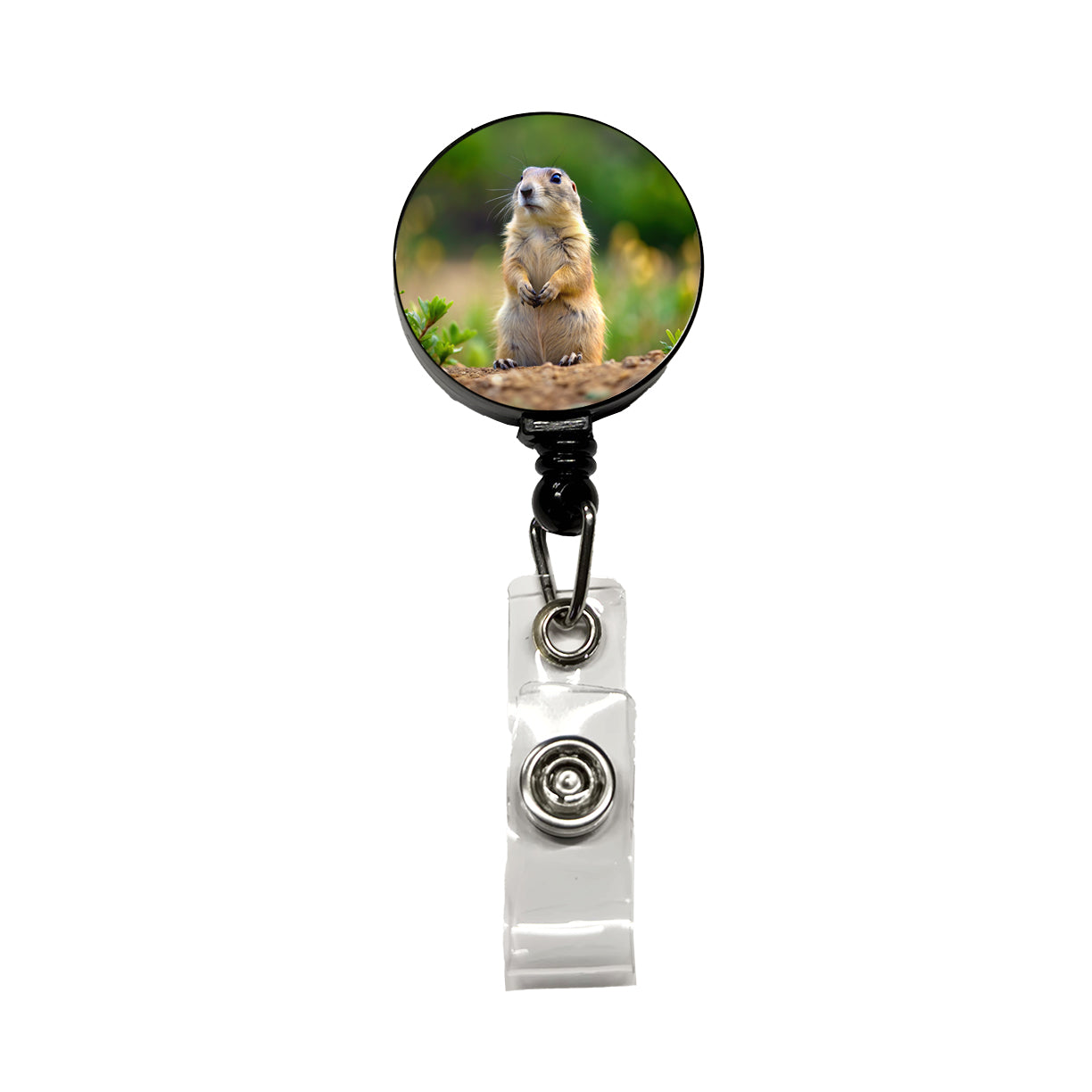 Prairie Dog Retractable ID Key Card Name Tag Badge Holder with Clip
