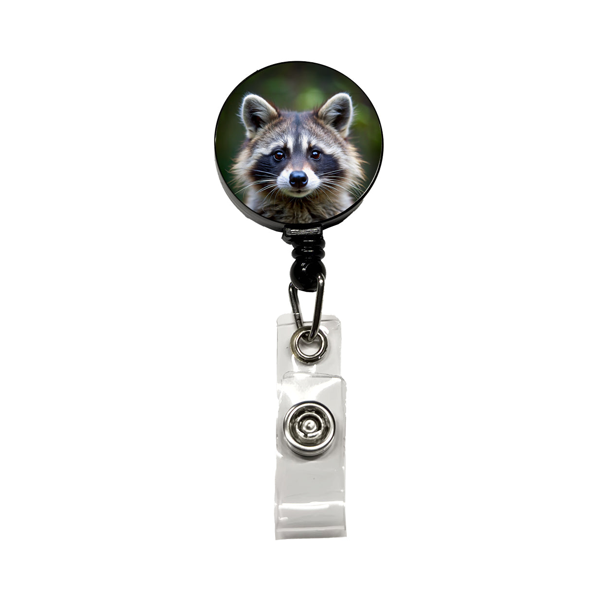 Raccoon Face Retractable ID Key Card Name Tag Badge Holder with Clip