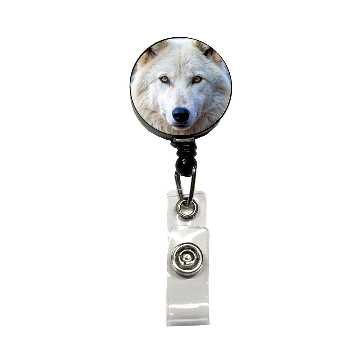 White Wolf Retractable ID Key Card Name Tag Badge Holder with Clip