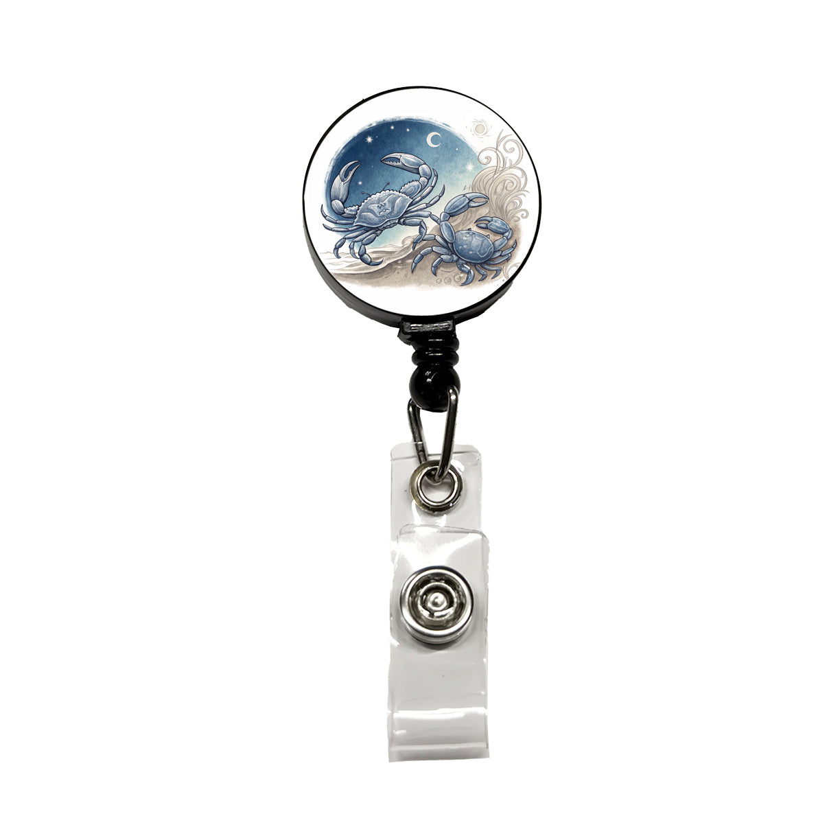 Zodiac Horoscope Symbol Cancer Crab Retractable ID Key Card Name Tag Badge Holder with Clip