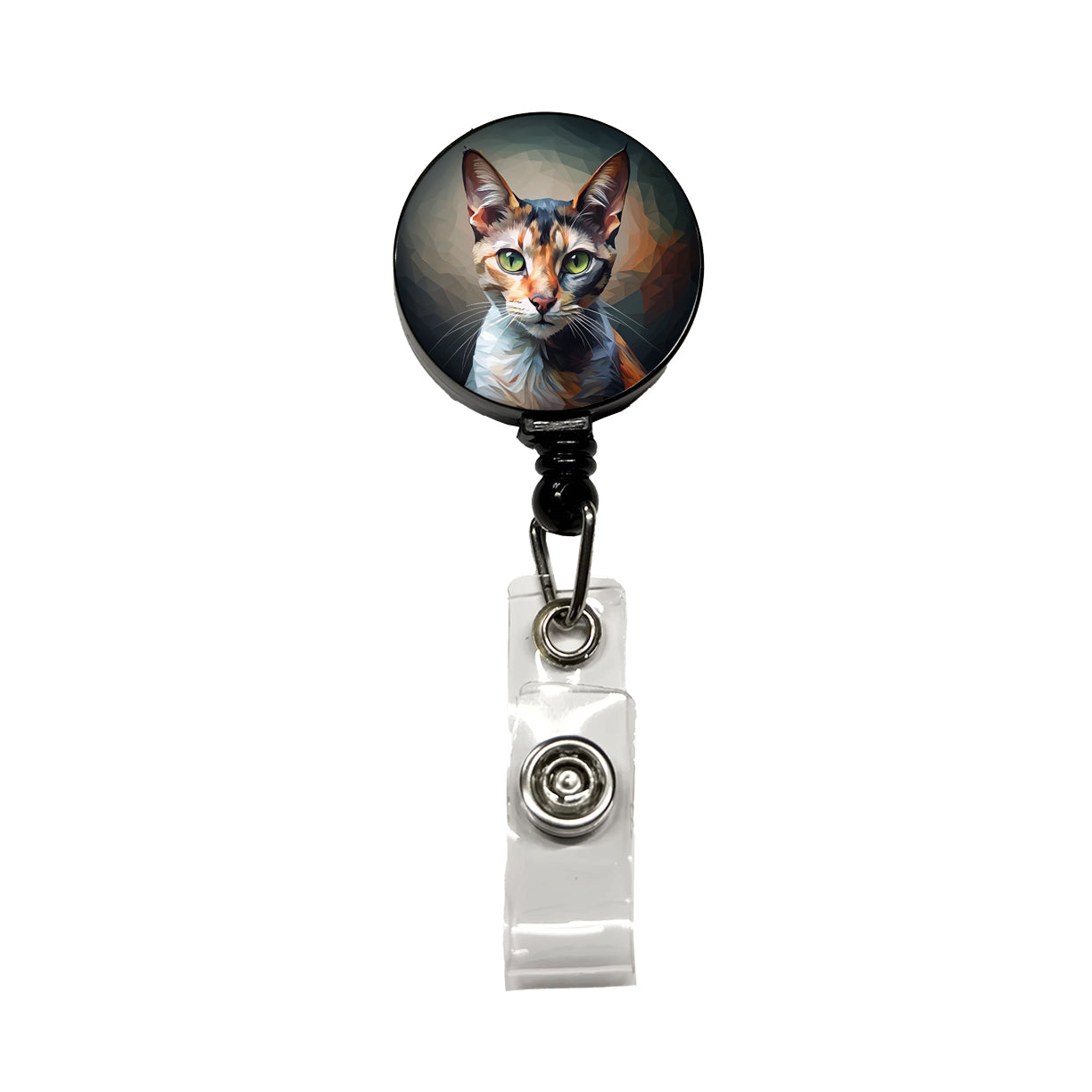 Calico Cat Abstract Stylized Art Retractable ID Key Card Name Tag Badge Holder with Clip