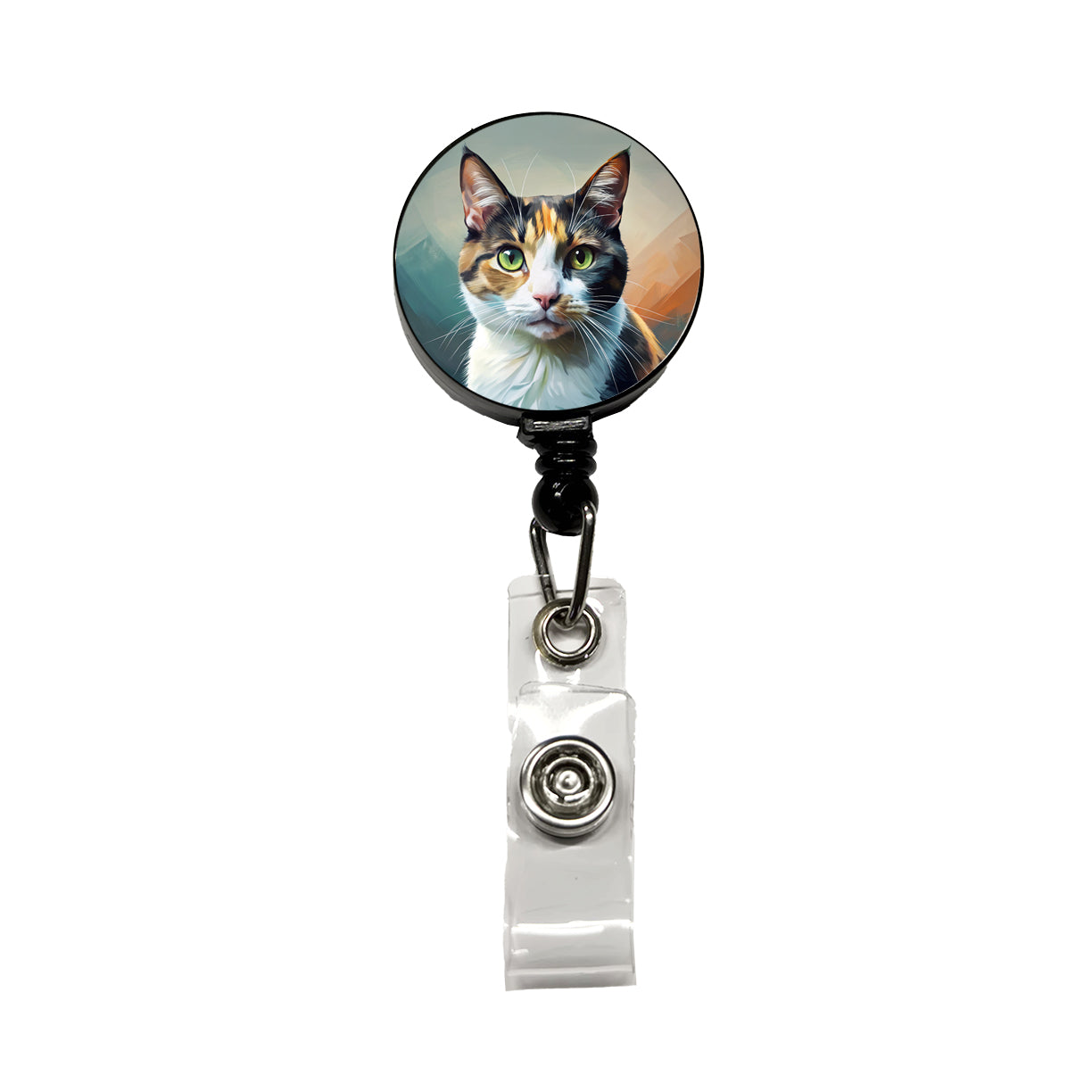 Calico Cat Contemporary Art Retractable ID Key Card Name Tag Badge Holder with Clip