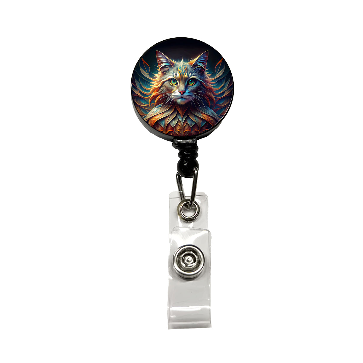 Persian Cat Abstract Stylized Art Retractable ID Key Card Name Tag Badge Holder with Clip