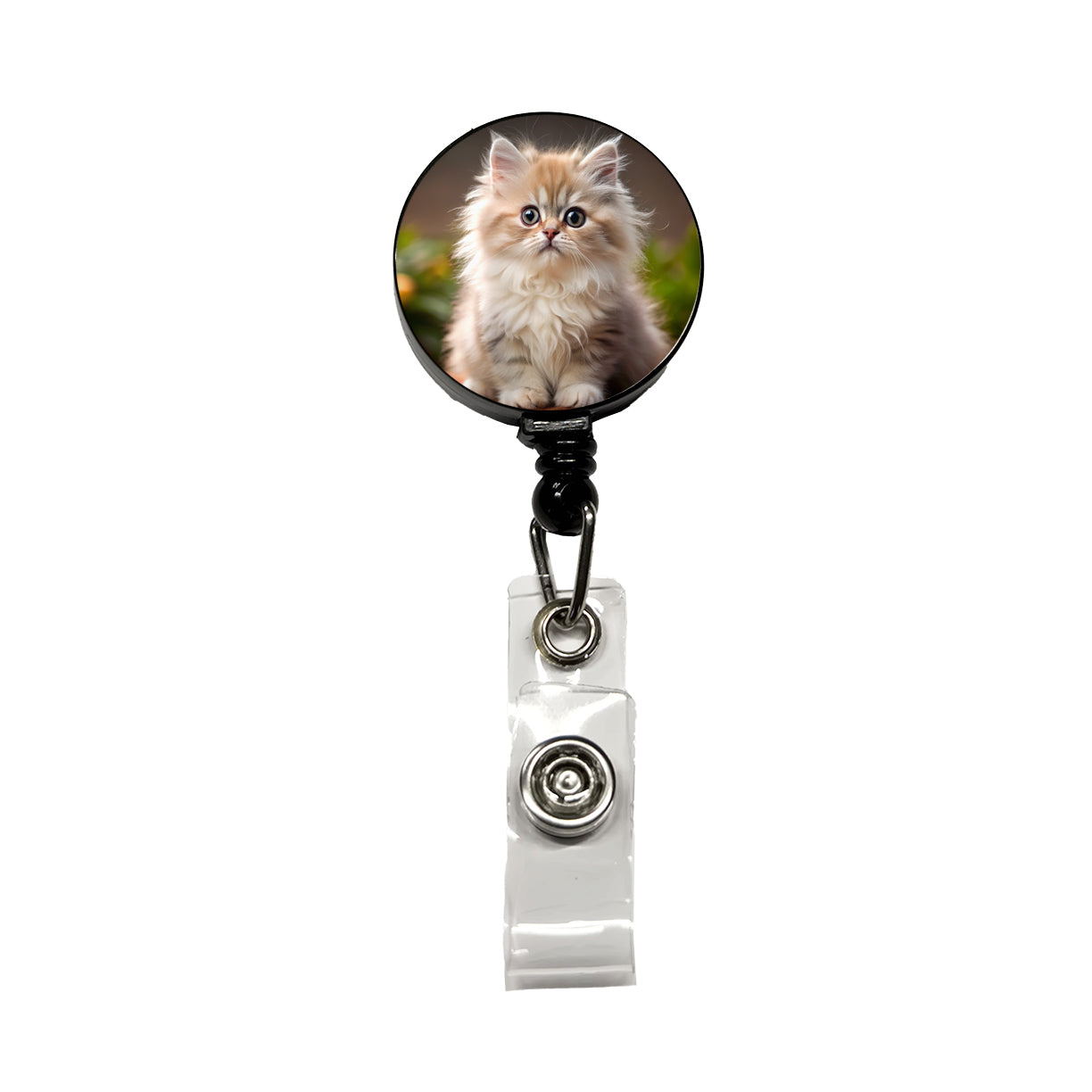 Persian Cat Kitten Photo Retractable ID Key Card Name Tag Badge Holder with Clip
