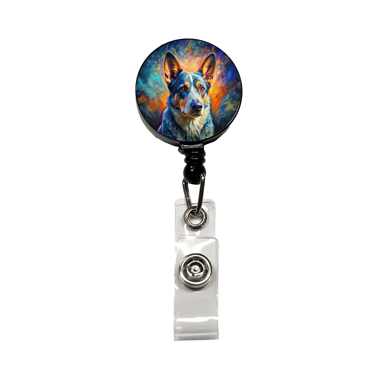 Australian Cattle Dog Expressionism Art Retractable ID Key Card Name Tag Badge Holder with Clip