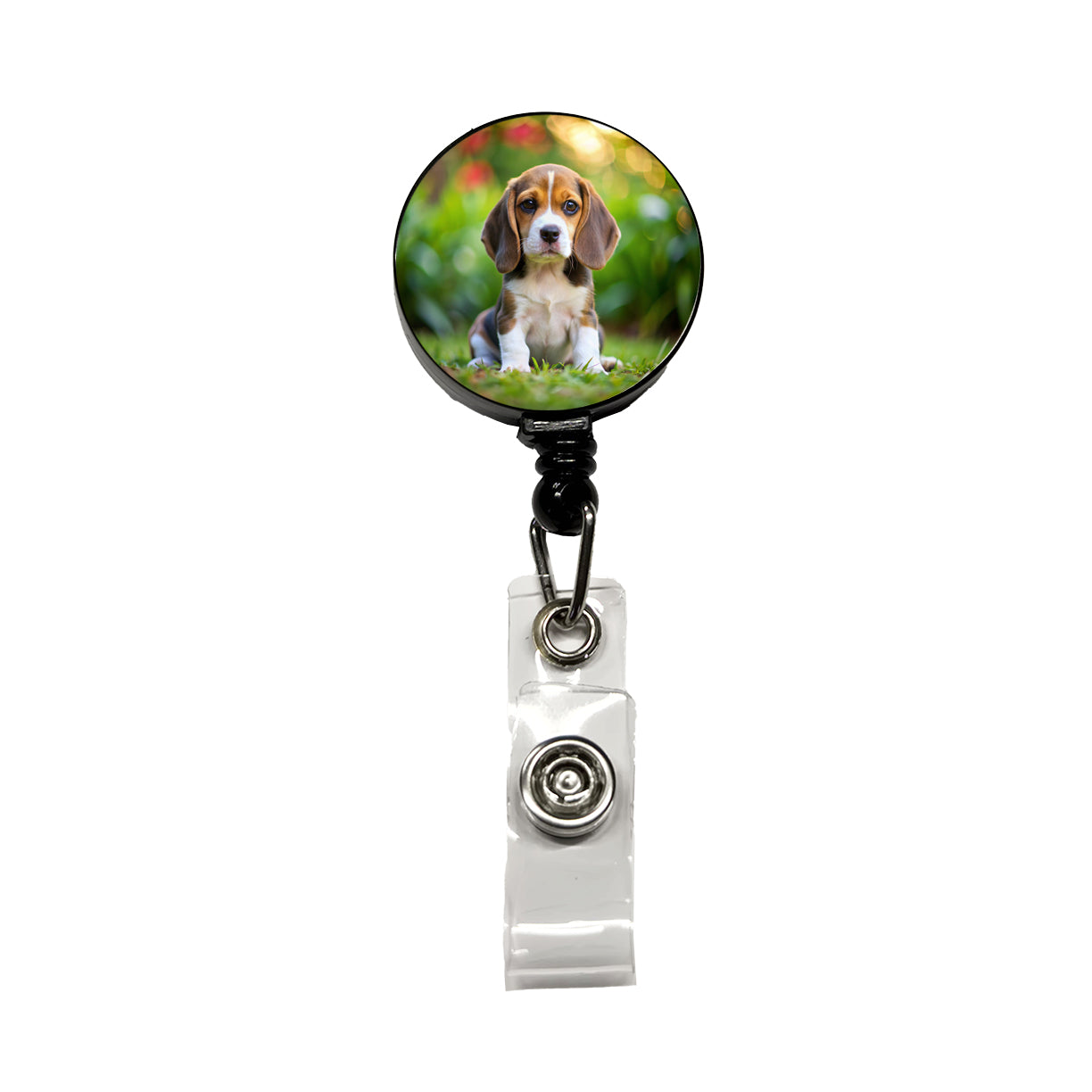 Beagle Dog Puppy Photo Retractable ID Key Card Name Tag Badge Holder with Clip