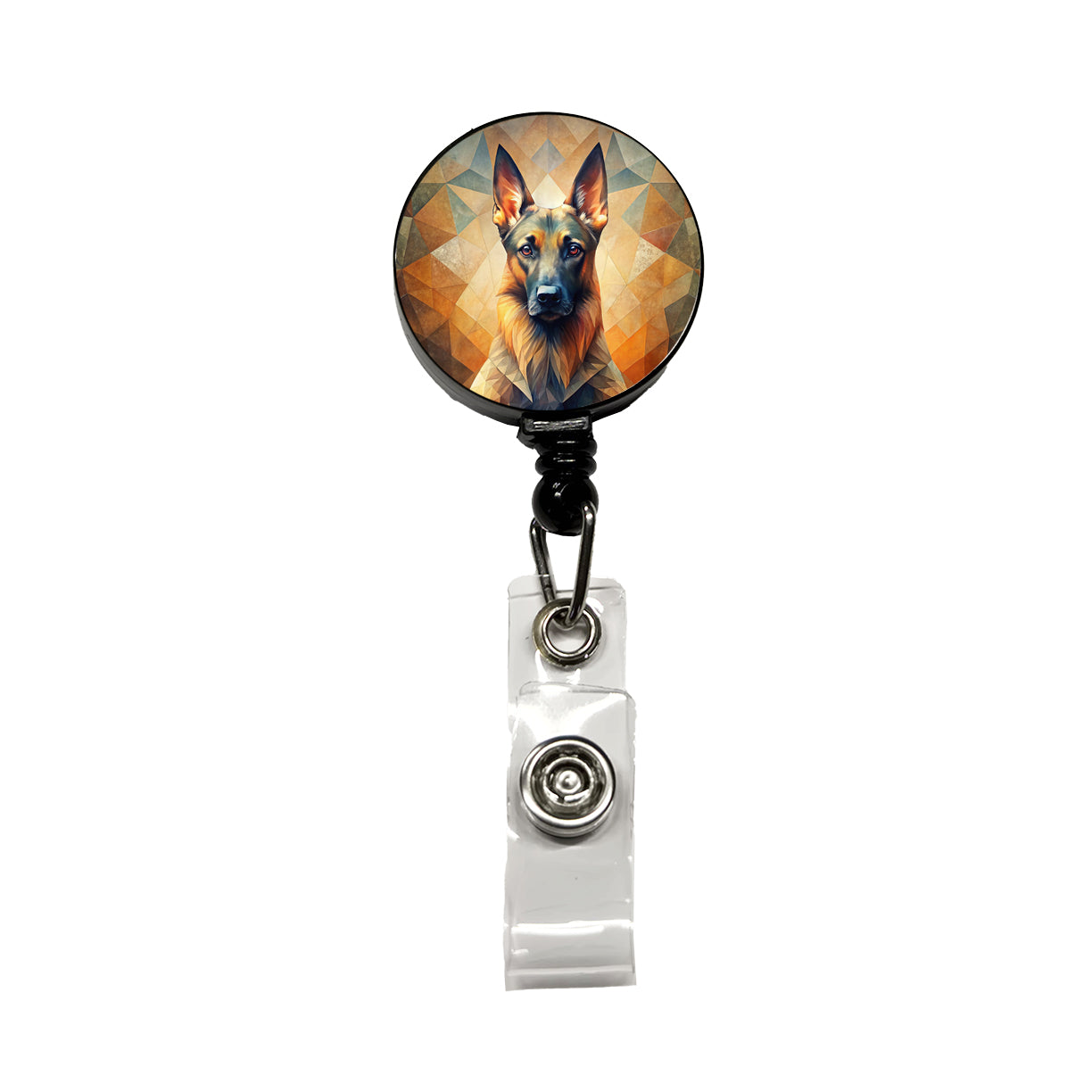 Belgian Malinois Dog Abstract Stylized Art Retractable ID Key Card Name Tag Badge Holder with Clip