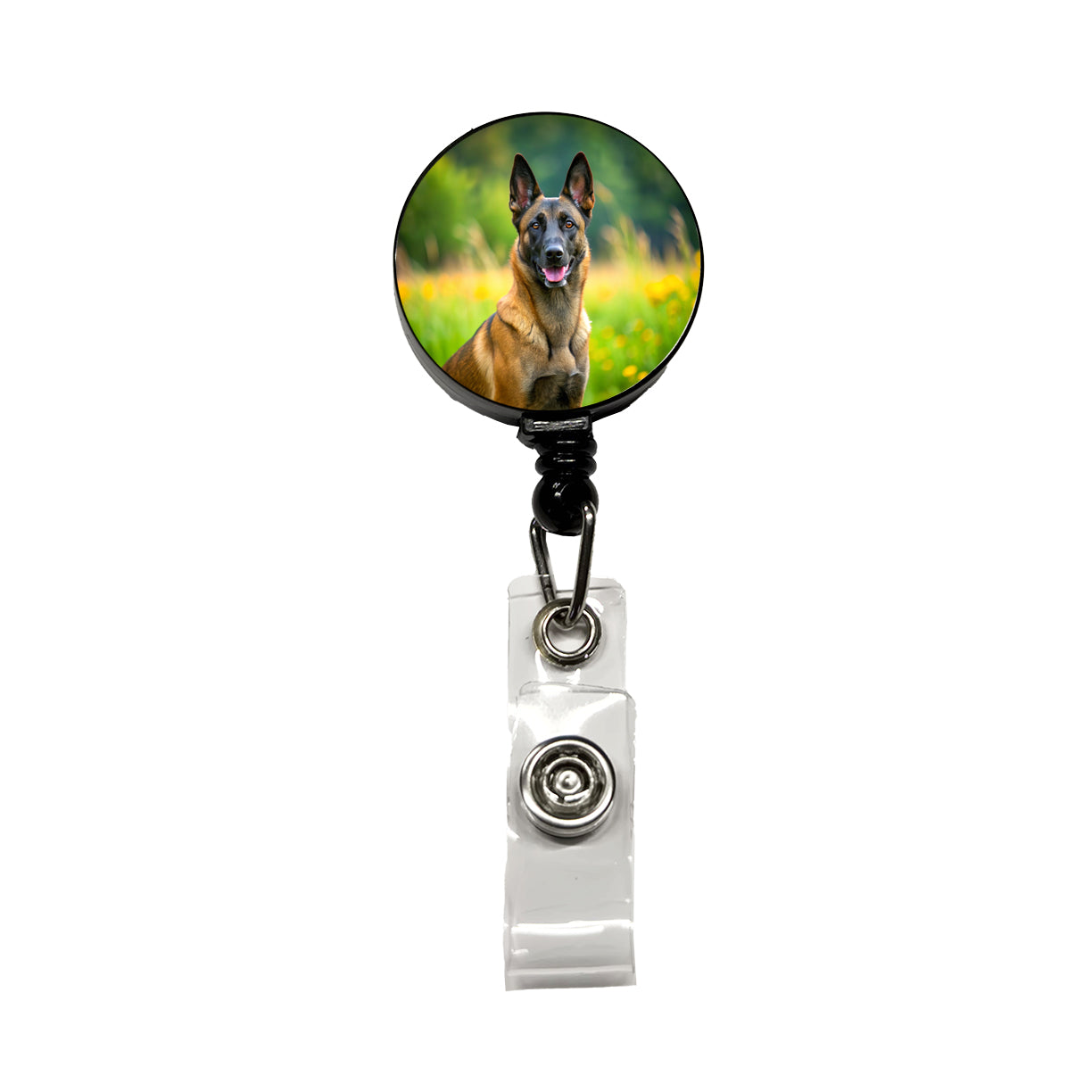 Belgian Malinois Dog Photo Retractable ID Key Card Name Tag Badge Holder with Clip