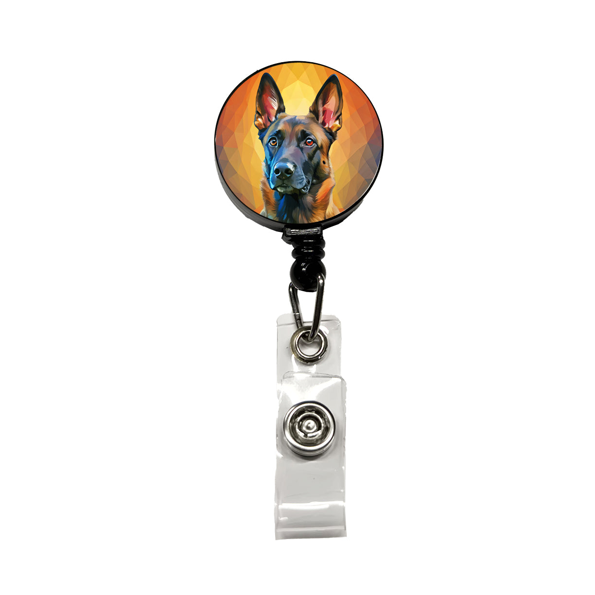Belgian Malinois Dog Pop Art Retractable ID Key Card Name Tag Badge Holder with Clip