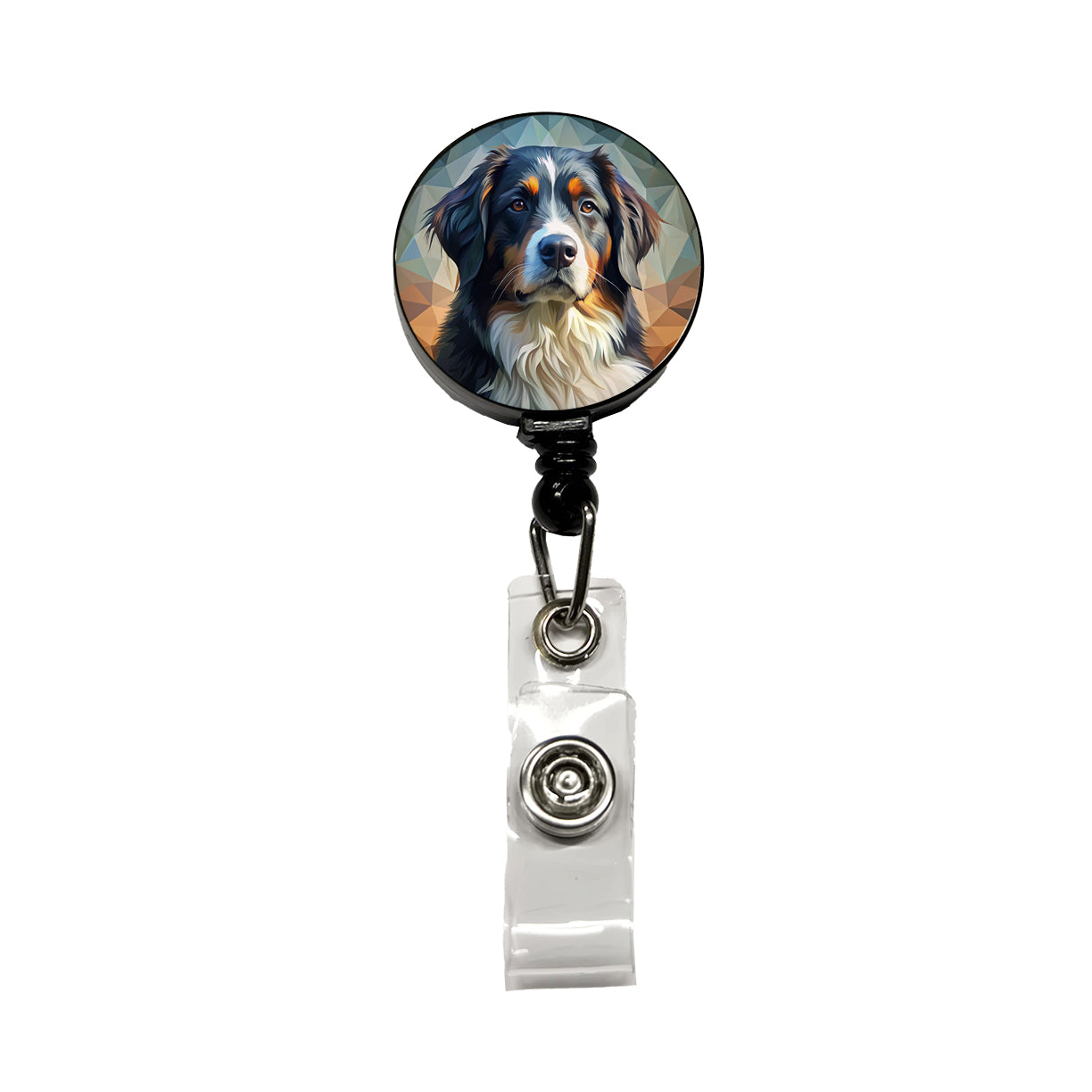 Bernese Mountain Dog Abstract Stylized Art Retractable ID Key Card Name Tag Badge Holder with Clip
