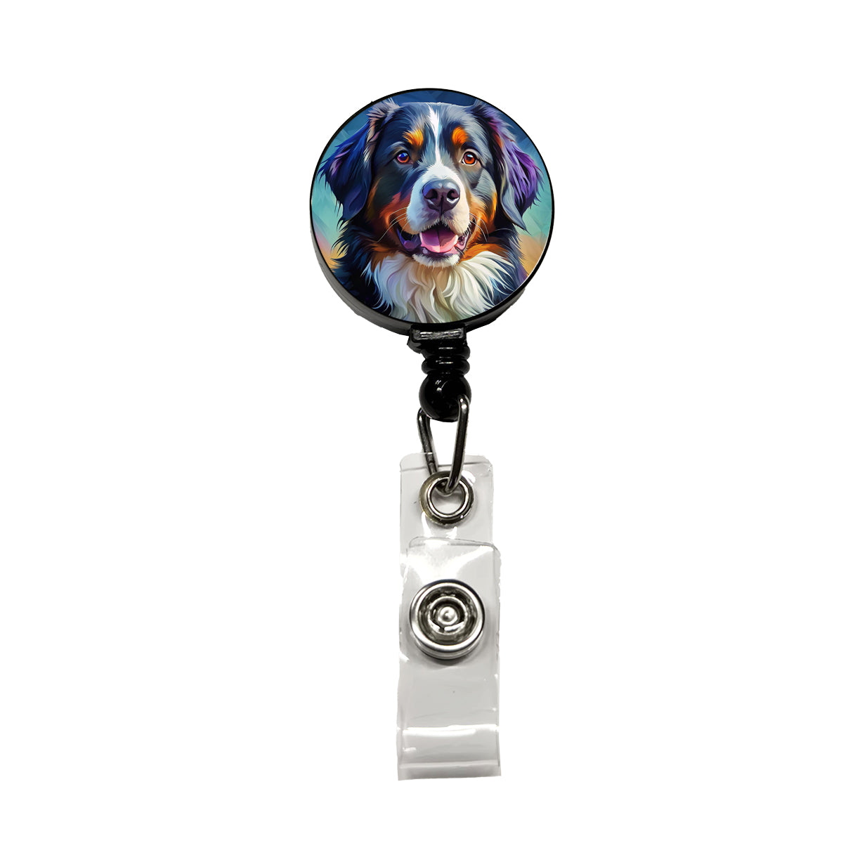 Bernese Mountain Dog Pop Art Retractable ID Key Card Name Tag Badge Holder with Clip