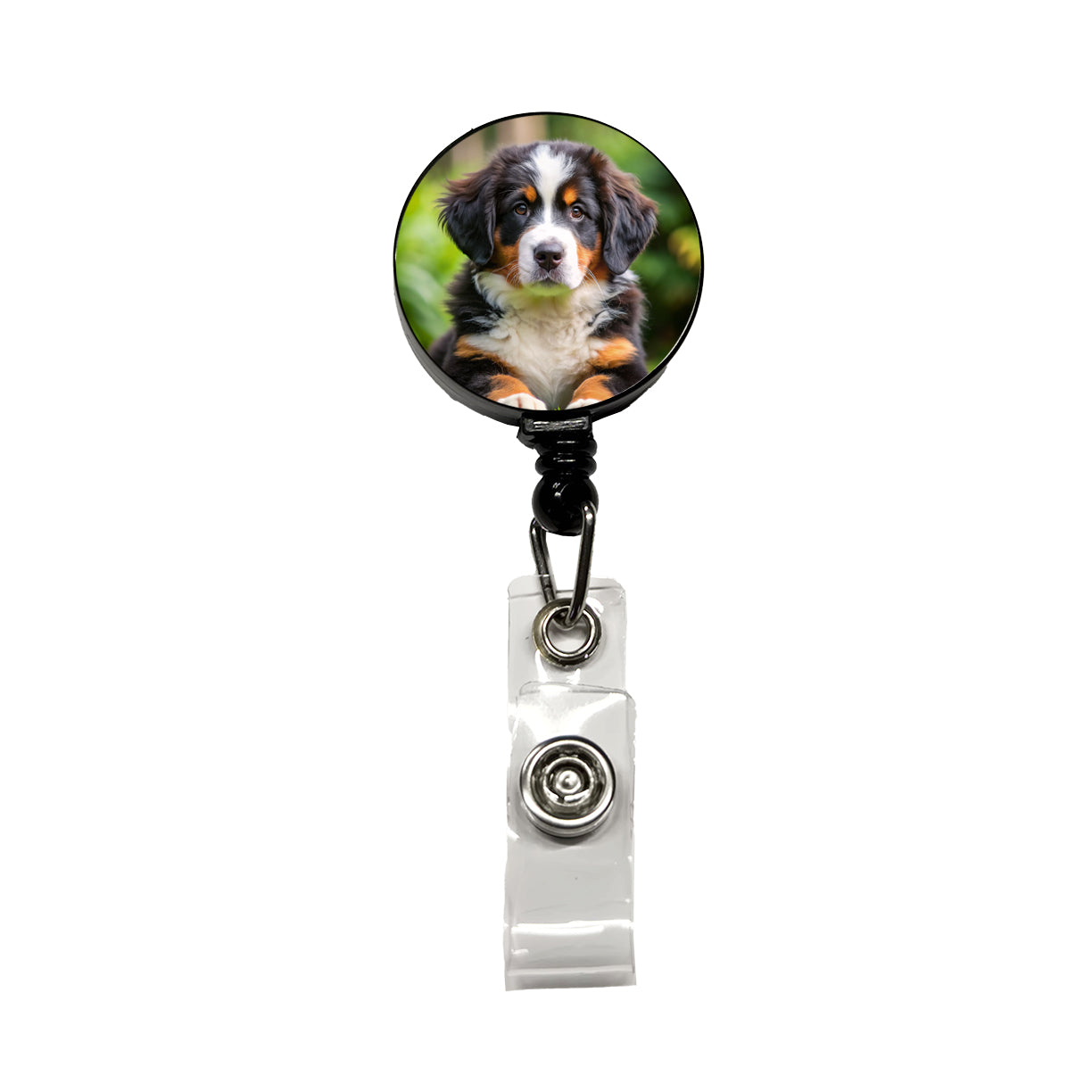 Bernese Mountain Dog Puppy Photo Retractable ID Key Card Name Tag Badge Holder with Clip