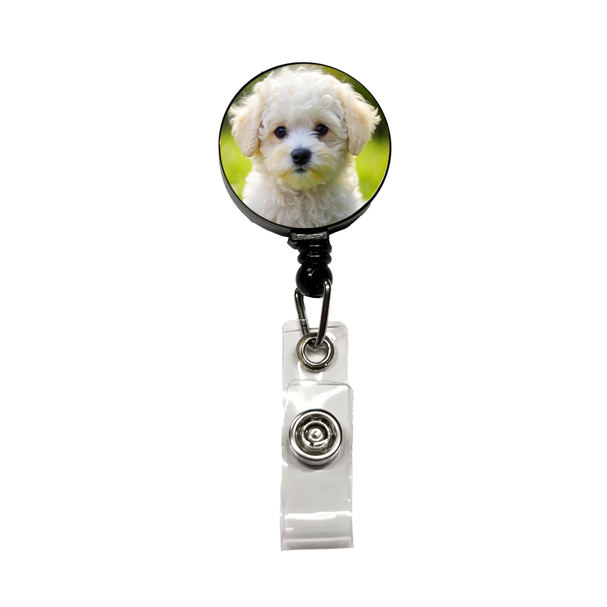 Bichon Frise Dog Puppy Photo Retractable ID Key Card Name Tag Badge Holder with Clip