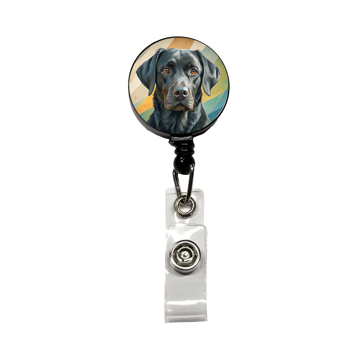 Black Labrador Retriever Dog Contemporary Art Retractable ID Key Card Name Tag Badge Holder with Clip