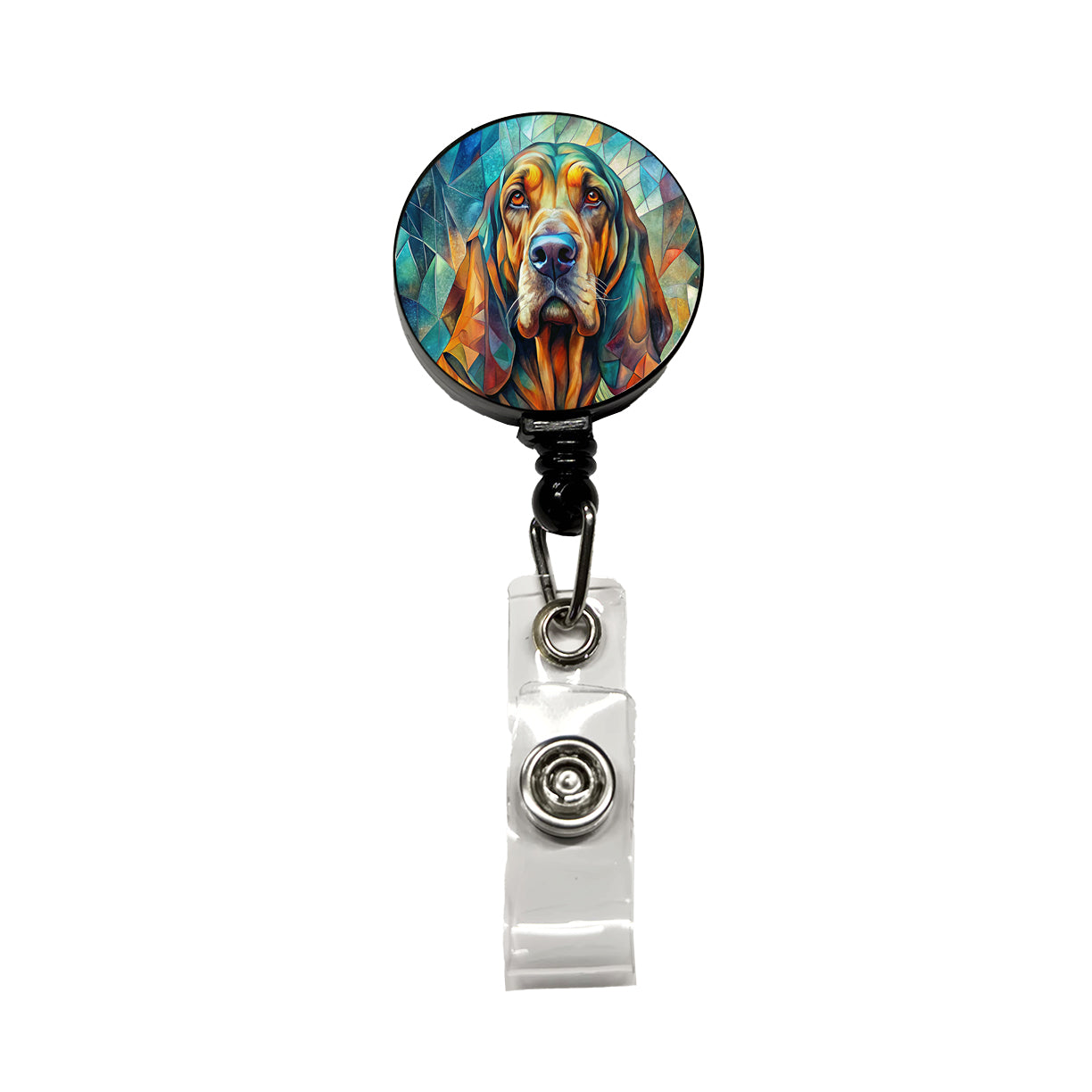 Bloodhound Dog Abstract Art Retractable ID Key Card Name Tag Badge Holder with Clip