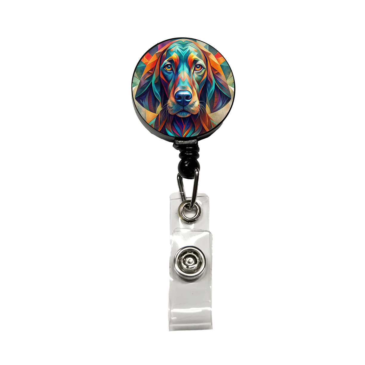 Bloodhound Dog Abstract Stylized Art Retractable ID Key Card Name Tag Badge Holder with Clip