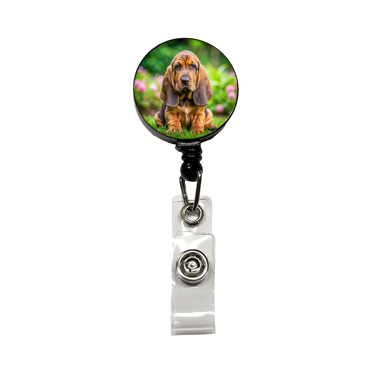 Bloodhound Dog Puppy Photo Retractable ID Key Card Name Tag Badge Holder with Clip