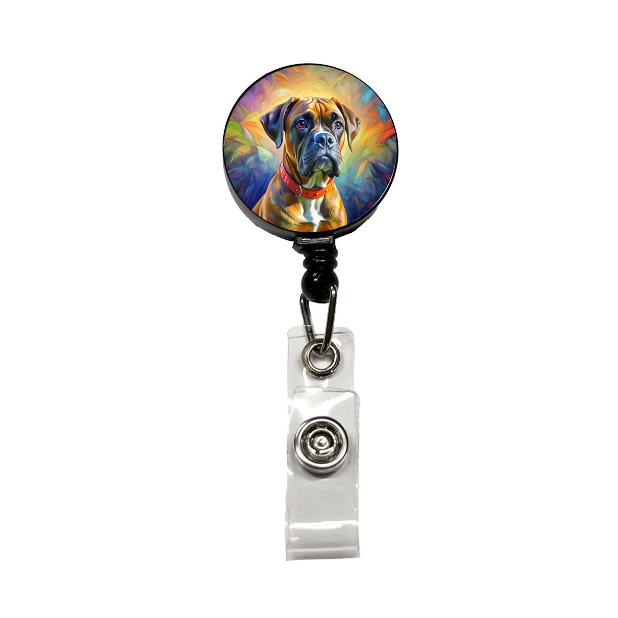 Boxer Dog Expressionism Art Retractable ID Key Card Name Tag Badge Holder with Clip