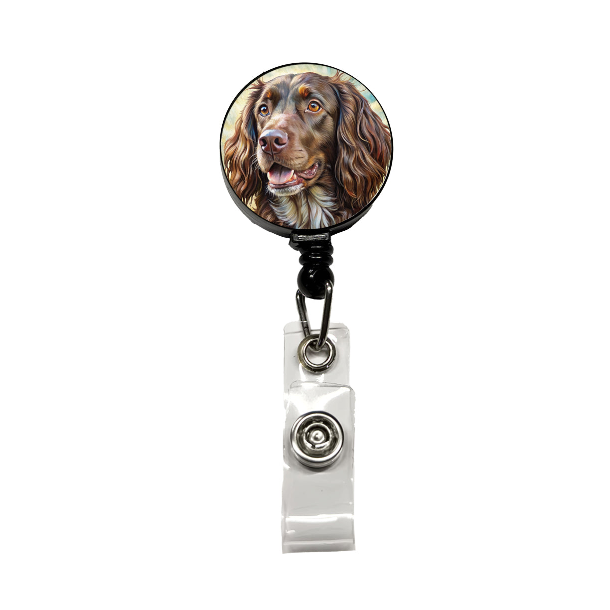 Boykin Spaniel Dog Illustration Retractable ID Key Card Name Tag Badge Holder with Clip