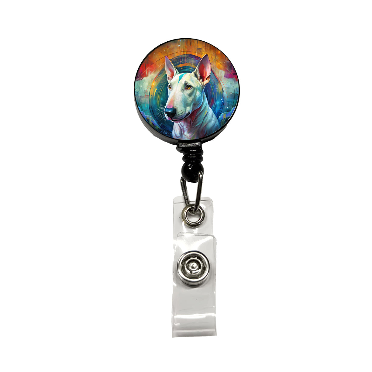 Bull Terrier Dog Abstract Art Retractable ID Key Card Name Tag Badge Holder with Clip