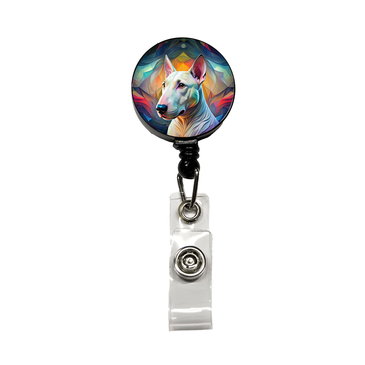 Bull Terrier Dog Abstract Stylized Art Retractable ID Key Card Name Tag Badge Holder with Clip