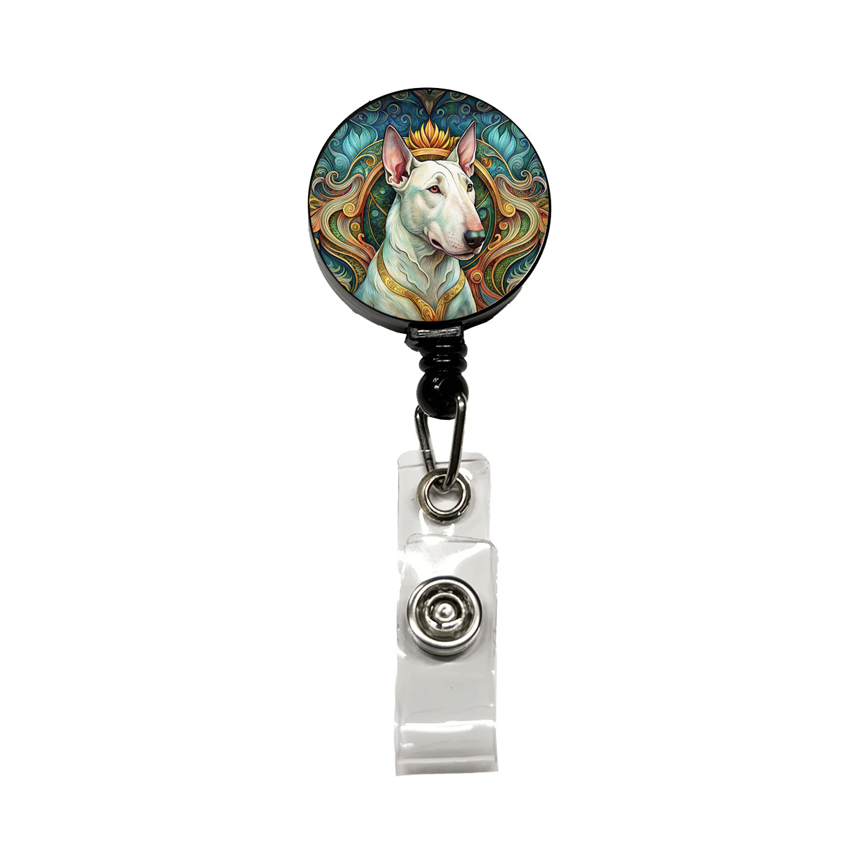 Bull Terrier Dog Art Nouveau Retractable ID Key Card Name Tag Badge Holder with Clip