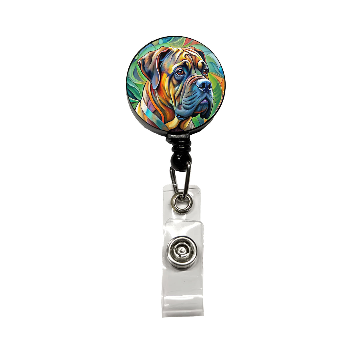 Bullmastiff Dog Abstract Art Retractable ID Key Card Name Tag Badge Holder with Clip