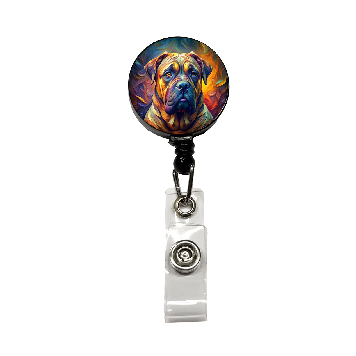 Bullmastiff Dog Abstract Stylized Art Retractable ID Key Card Name Tag Badge Holder with Clip