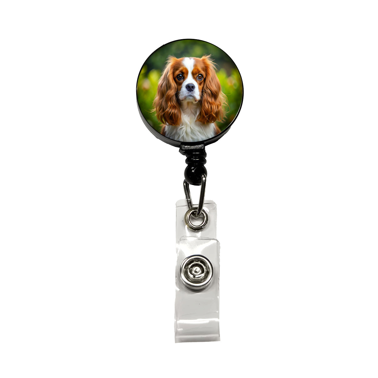 Cavalier King Charles Spaniel Dog Photo Retractable ID Key Card Name Tag Badge Holder with Clip