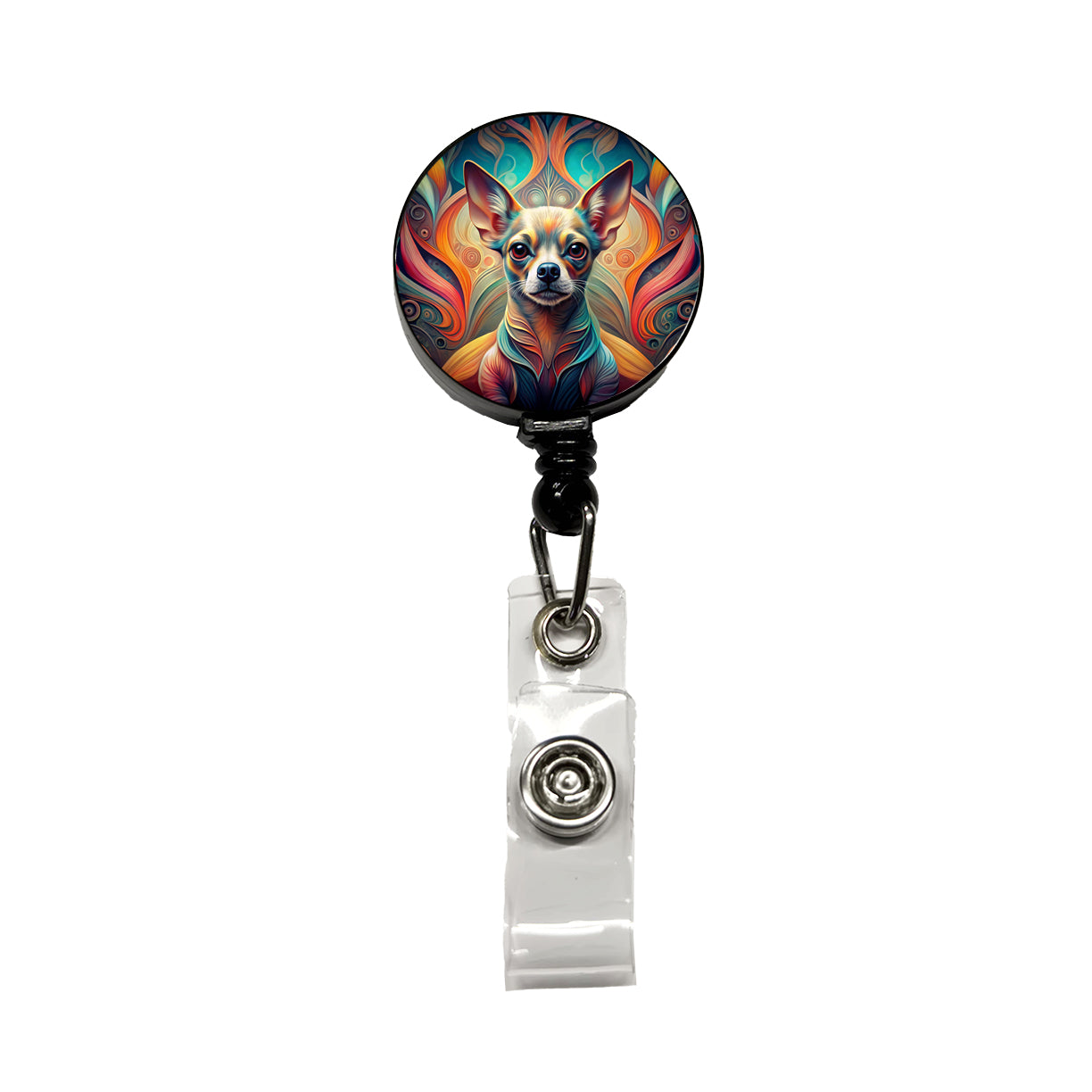 Chihuahua Dog Abstract Stylized Art Retractable ID Key Card Name Tag Badge Holder with Clip